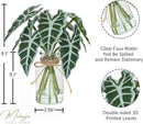Artificial Flowers Turtle-Back, Alocasia Leaf, in Glass Vase with Faux Water,7Pcs Artificial Leaves Real Touch Latex Leaves for Centerpiece (1, Alocasia Leaf) by CozyNest Decor