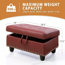 Ottoman Rectangular Storage Ottoman Bench, Faux Leather Footrest, Coffee Table, Stool Footstool with Hinged Lid for Living Room, Bedroom, Entryway, Red, 28.5"x19"x17.5" by CozyNest Decor