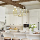 Modern Gold Farmhouse Chandeliers, 12-Light Industrial Metal Chandelier Lighting, Classic Candle Hanging Pendant Light Fixtures for Kitchen, Dining Room, Living Room, Entryway by CozyNest Decor