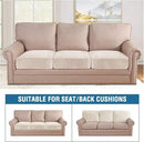 H.VERSAILTEX Velvet Stretch Couch Cushion Cover Plush Cushion Slipcover for Chair Loveseat Sofa Cushion Furniture Protector Seat Cushion Sofa Cover (3 Piece XL Sofa Cushion Covers, Ivory) by CozyNest Decor