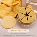 Snack Cups for Toddlers, Baby Snack Containers, Silicone Toddler Snack Cups No Spill, Food Catcher with Lid & Bucket-like Handle, BPA Free & Dishwasher Safe, 9 Ounce Mustard by TinyTreasures Baby Boutique