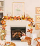 Lvydec Fall Maple Leaves Garland Decoration -6ft Artificial Fall Foliage Garland with White Pumpkins Pine Cone Autumn Decor for Halloween Thanksgiving Home Table Decor by CozyNest Decor