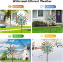 Viveta Wind Spinners Outdoor, Metal Wind Sculptures for Yard and Garden,13 * 57 "Double Windmill with Stable Stake by CozyNest Decor