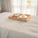 Large Bamboo Wooden Tray with Handles, Rectangular Natural Solid Wood Dinner Tray, Bamboo Wood Original Color. Suitable for Kitchen,Bedroom, Coffee, Party bar. (14.9x10.2 inches) by CozyNest Decor