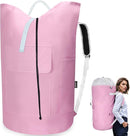 Laundry Bag Backpack, 125L Extra Large Travel with Shoulder Straps, Adjustable & Extendable Design, Laundry Hamper Bag with 3 Pockets for Laundromat, College, Travel, Camping (Pink) by TinyTreasures Baby Boutique