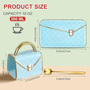Zubebe 1 Set Coffee Mug Elegant Handbag Shaped Cup Modern Ceramic Purse Mug with Spoon and Saucer, 10oz Cute Creative Tea Cup for Office Home Woman Girls Gift (Blue) by CozyNest Decor