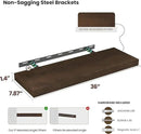 Wood Floating Shelves for Wall 36” x 8”x 1.4” Shelf Floating Rustic Farmhouse Decor, Heavy Duty Shelf Hold 80 lbs, Wall Shelves for Bathroom Living Room Kitchen Bedroom Office, 2 Packs Walnut by CozyNest Decor