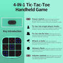 Tic-Tac-Toe Bolt Game, 4-in-1 Handheld Puzzle Game Console, Electronic Tic-Tac-Toe Toy, Educational and Memory Growth, Portable Travel Games for Car Ride, Board Games for Kids and Adults (Cyan) by TinyTreasures Baby Boutique
