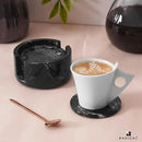 Marble Coasters Set of 6 Black 3.5 Inch Round Coaster for Drinks with Holder, Drink Coaster for Tabletop & Coffee Table Decor, Ideal Home Decor House Warming Gifts by CozyNest Decor