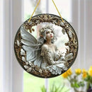 Flower Fairy Garden Decorations Angel Wing Christmas Halloween Deco Statue Art Elf Sculpture Hanging Craft for Outdoor Yard Courtyard Lawn Patio Window Acrylic Ornament Home Gift (D,L: 8*8 IN) by CozyNest Decor