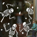 Halloween Window Skeleton Clings – 8 Sheets of Extra Large Cute and Scary Skeletons, Ghosts, and Bats for Home, School, Car Windows, Office, and Party Decor by CozyNest Decor