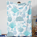 Blue Ocean Beach Throw Blanket Nautical Coastal Bed Blanket Starfish Seashell Coral Blankets Super Soft Flannel Fleece Throw Blanket for Couch Bed Decor “60 x80” by CozyNest Decor