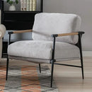 Mid-Century Accent Chair, Soft Armchair Chenille Fabric Lounge Chair with Black Metal Legs, Upholstered Leisure Chair for Living Room Bedroom Reception Room, 1PC, Grey by CozyNest Decor