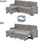 EBELLO Convertible Sleeper Sofa 3 in 1, Chenille Modern L-Shaped Couches for Living Room, Pull Out Sectional Futon Sofa Bed with Storage Space, USB Ports and Cup Holders for Bedroom, Grey by CozyNest Decor