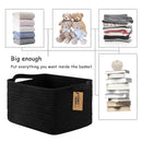 COMFY-HOMI 3PACK Cotton Rope Woven Basket With Handles for Shelves, Toy, Book, Cloth Storage Basket for Organizing|13.5" x 11" x 9.5" Decorative Nursery Cube Bin for Living Room（all Black） by TinyTreasures Baby Boutique