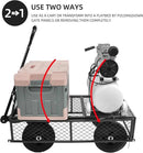 Heavy Duty 480 Lbs Capacity Mesh Steel Garden Cart Folding Utility Wagon with Removable Sides (Black) by GreenHaven Gardens