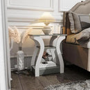 End Tables Living Room, Grey End Table with Charging Station, Grey Side Table, Nightstand for Bedroom, 3 Tier End Table with Storage Shelf for Living Room by CozyNest Decor