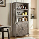 70in Tall Bookshelf 5 Tier Bookcase with Barn Doors and Adjustable Shelves, Grey Farmhouse Book Shelf with Storage Cabinet, Wood Freestanding Display Bookshelves for Bedroom, Living Room by CozyNest Decor
