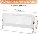 Bed Guard Rail for Toddlers - 59inch Foldable & Adjustable Height Baby Bed Safety Side Rails - Large Toddler Crib Railing Guard for Twin, Bunk, Full Size, Queen & King, Full Size Bed by TinyTreasures Baby Boutique