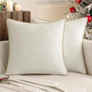 MIULEE Pack of 2 Christmas Pillow Covers 16x16 Inch Pure White Farmhouse Decorative Throw Pillow Covers with Stitched Edge Soft Chenille Solid Dyed Couch Pillow Covers for Sofa Bed Living Room by CozyNest Decor