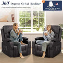 Recliner Chairs for Adults, FSC Certified Massage Rocker with Heated Modern Ergonomic Lounge 360 Degree Swivel Single Sofa Seat Living Room Lounge Recliners Brown by CozyNest Decor