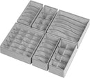 6 Pack Sock Underwear Drawer Organizer Dividers, 58 Cell Foldable Fabric Dresser Closet Organizers and Storage Bins for Clothing, Baby Clothes, Bra, Panty, Scarf, Ties (Grey) by CozyNest Decor
