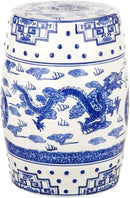 Safavieh Castle Gardens Collection Glazed Ceramic Blue Dragon's Breath Chinoiserie Garden Stool by GreenHaven Gardens