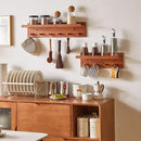 Wall Mounted Hook with Shelf,23.62in Entryway Wall Hanging Shelf,Solid Wood Coat Hooks,for Bathroom, Kitchen,Cherry Wood Color YD-WS0260C by CozyNest Decor