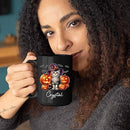 Personalized Halloween American Curl Ceramic Mug 11oz 15oz, Custom Name American Curl Wearing Witch Hat Coffee Cup, Cat with Pumpkins Halloween Black Cup, Spooky Cat Mug Gift for Pet Lover by TinyTreasures Baby Boutique