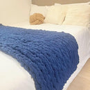 Chunky Knit Blanket Throw 48"x71", Chenille Throw Blankets, Handmade Warm & Cozy Blanket Couch Bed Home Decor, Soft Breathable Fleece Banket, Christmas for Couch Bed Sofa Best Gift (Navy Blue) by CozyNest Decor