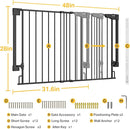 Cumbor 31.6-48" No Bottom Bar Baby Gate for Stairs, 2-in-1 Auto Close Dog Gate Indoor, Hardware Mounted Pet Gate for Doorways with Large Walk Thru Door, Child-Proof Safety Gate for Kids (Black) by TinyTreasures Baby Boutique