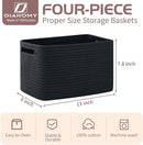OIAHOMY 4 Pack Storage Baskets for Organizing, Cube Storage Bins for Shelves, Rectangle Storage Baskets With Handles, Woven Baskets for Storage, 12.7''Lx9''Wx7.8''H, Black by TinyTreasures Baby Boutique