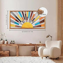 IARTTOP Large Boho Sun Wall Art Framed Wooden Art Wall Decor Rainbow Sun Rising On The Horizon Geometric Line Sunshine Wall Art for Living Room Bedroom Office 16"x32" by CozyNest Decor