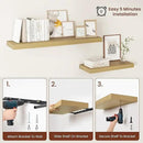 12 Inch Deep Floating Shelves 48 inch Long, 48 x 12 Wide Wall Shelves with Invisible Brackets, Heavy Duty Shelf for Bedroom Bathroom Living Room Kitchen Office Home Decor, Modern Shelf Set of 2, Oak by CozyNest Decor