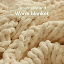 Chunky Knit Throw Blanket, 40''*50'' Knitted Throw Chenille Yarn for Bed Couch, Handmade Oatmeal Crochet Big Thick Blanket, Machine Washable Cute Comfy Blanket for Home Decor by CozyNest Decor