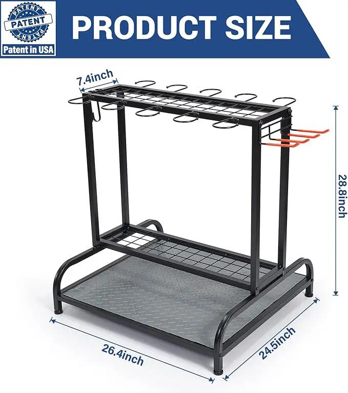 Garden Tool Organizer, Yard Tools Rack Holds 55 Long-Handled Tools/Rakes/Brooms for Garage Organization and Storage, Shed, Outdoor, Lawn, Heavy-Duty Steel, Black, Easy Assembly, photo 7 of 7