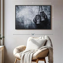 ElephantStock Boxing Gloves Wall Art - Horizontal Framed Canvas - 1-Piece Living Room Wall Decor - Photography Sports Canvas Print - Black and Gray Decor for Wall - 31" X 21" by CozyNest Decor