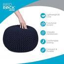 BIRDROCK HOME Round Pouf Ottoman | Cotton Braided Foot Stool with Bean Bag Filling | Boho Foot Rest for Living Room & Bedroom | Compact & Comfortable Seating, Lightweight & Soft | Navy by CozyNest Decor