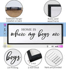 Home is Where My Boys are Sign Framed Wall Art, 40''×15'' Rustic Horizontal My Son Plaque with Black Frame for Baby Kid Boy Son Teen Toddlers Room, Horizontal Mom of Boys Gifts Nursery Decor by CozyNest Decor