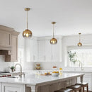 KCO Lighting Glass Globe Hanging Light Fixture Modern Gold Pendant Lights Kitchen Island Mid Century Dining Room Hanging Light Fixtures Over Table Single Pendant Light by CozyNest Decor