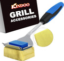 Grill Brush Bristle Free for Outdoor Grill, Steam Grill Cleaning Brush Replaceable BBQ Cleaner Brush Head,Extended Handle, Safe Grill Brush with Scraper for Cast Iron Stainless-Steel Grates, Blue by GreenHaven Gardens