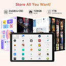 Tablet,10.1" Android Tablet with Octa-core Processor 24GB RAM 128GB ROM HD IPS Touchscreen 8H Battery, Wi-Fi 6, BT 5.0, Dual Camera, Android 15 Tablets 2025 by TinyTreasures Baby Boutique