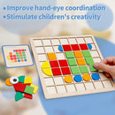 Montessori Tangram Educational, Geometric Shapes Puzzle Toys with 120Pcs Wooden Puzzle Blocks and 20Pcs Cards, Colorful Pattern Montessori Children's Educational Gifts for Kids Ages 3 and Up by TinyTreasures Baby Boutique