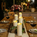 Homemory Outdoor Waterproof Flameless Candles, LED Candles, Battery Operated Candles with Remote and Timers, Electric Fake Plastic Pillar Candles, Ivory White, D3 H4 5" 6" 8" 8", Set of 5 by CozyNest Decor