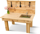 Noble Toys Mini Mud Kitchen with Functional Sink for Kids | Pretend Play Toddler Table with Running Water | Outdoor Playset Working Sink | Real Wooden Kitchens | Preschool Equipment by TinyTreasures Baby Boutique