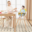 HONEY JOY High Chair, 3-in-1 Eat & Grow Wooden Highchair/Booster Seat/Toddler Chair with Removable Tray, 5-Point Harness, PU Cushion and Footrest for Baby, High Chair for Babies and Toddlers Yellow by TinyTreasures Baby Boutique