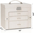 AKOZLIN 4-Tier Jewelry Box Lockable Leather Jewelry Storage Case Organizer with 3 Drawers for Women Girls Ring Necklace Earring Bracelet Watches Holder with Mirror by TinyTreasures Baby Boutique