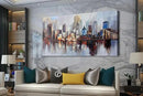 Arjun Brooklyn Bridge Wall Art Modern New York City Abstract Canvas Cityscape Painting, NYC Skyline Textured Picture for Living Room Bedroom Home Office Wall Decor Extra Large Size Framed 58"x29" by CozyNest Decor