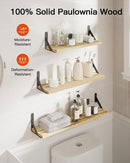 AMADA HOMEFURNISHING Long Wall Shelves, Rustic Farmhouse Style, Wood Floating Shelves for Wall Decor, Bathroom & Bedroom Storage, Living Room Book Shelves, 6pcs by TinyTreasures Baby Boutique
