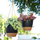 10 Inch Self Watering Hanging Pots, 2 Pack Hanging Planters with 40oZ Deep Reservior for Indoor Outdoor Plants Flowers, Black with Brown by CozyNest Decor
